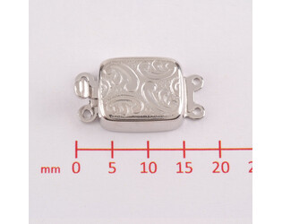 Fermoir gravé rectangle horizontal 2 rangs en argent