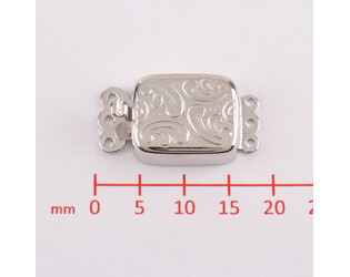Fermoir gravé rectangle horizontal 3 rangs en argent