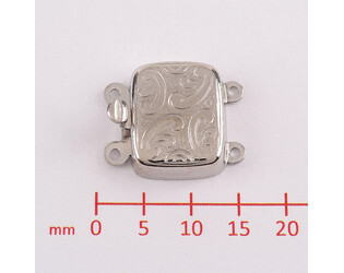 Fermoir gravé rectangle vertical 2 rangs en argent