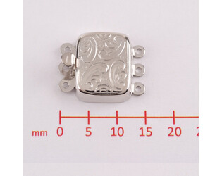 Fermoir gravé rectangle vertical 3 rangs en argent