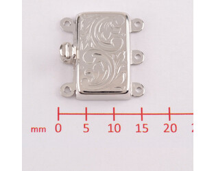 Fermoir gravé vertiacal large 3 rangs en argent
