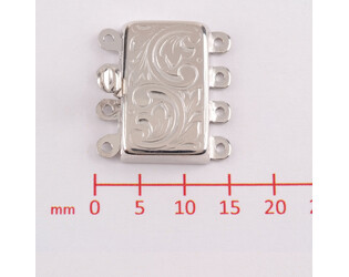 Fermoir gravé vertiacal large 4 rangs en argent