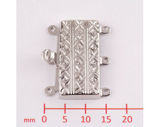 Fermoir gravé vertiacal large 3 rangs en argent