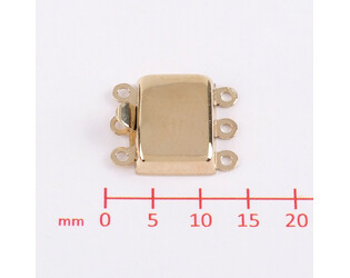 Fermoir  de bracelet rectangle 3 rangs argent doré