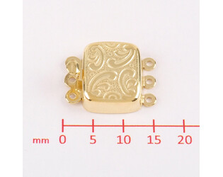 Fermoir rectangle vertical gravé 3 rangs argent doré