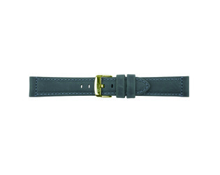 Horlogeband  riva 20.0 mm blauw glad uitvoering gestikt met stalen gesp