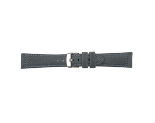 Horlogeband  riva 22.0 mm blauw glad uitvoering gestikt met stalen gesp